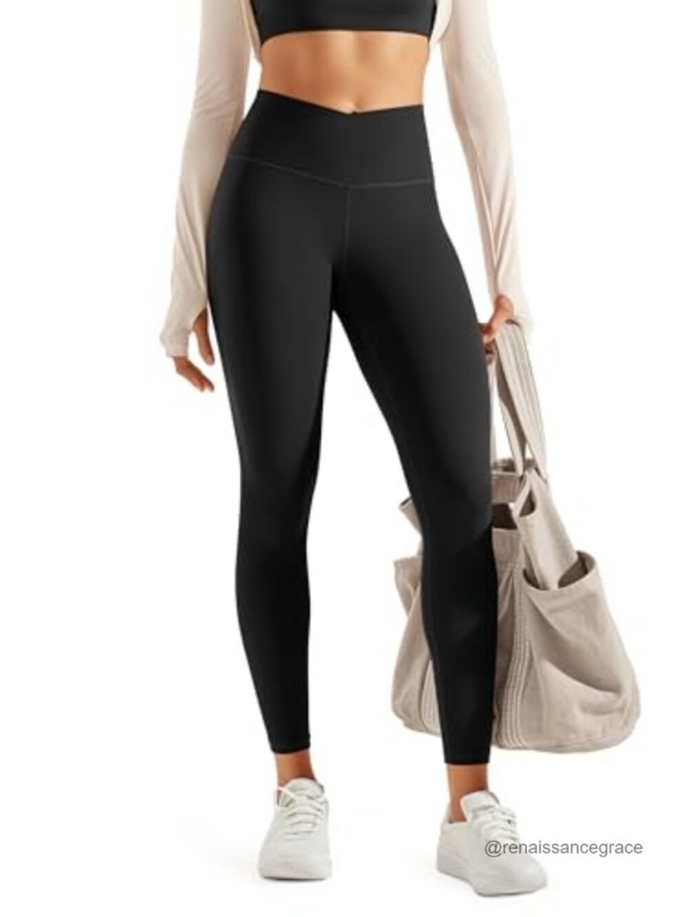 Buttery Soft Crossover High Waist Yoga Leggings with Back Pocket 25" Inseam